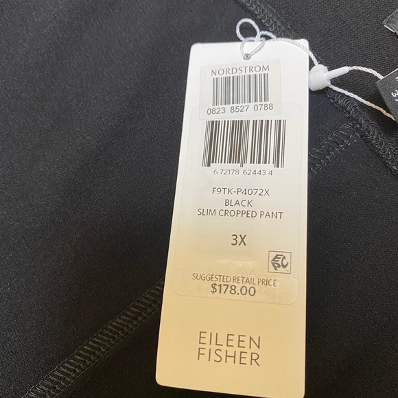 New EILEEN FISHER Crepe Cropped  Ankle Pant Black Washable Plus USA -3X- $178 - Picture 8 of 9